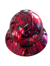 Load image into Gallery viewer, Custom Hydro Dipped Ridgeline Full Brim Vented Chrome Kandy Red No Evil Skulls