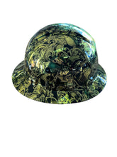 Load image into Gallery viewer, Custom Hydro Dipped Ridgeline Full Brim Gold Chrome Filigree Skulls