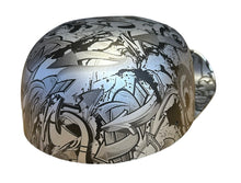 Load image into Gallery viewer, Custom Metallic Silver Hydro dipped Graffiti 2.0 Mikes Pro Lid novelty helmet