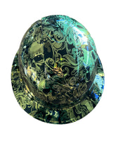 Load image into Gallery viewer, Custom Hydro Dipped Ridgeline Full Brim Gold Chrome Filigree Skulls