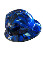 Load image into Gallery viewer, Custom MSA Full Brim kandy Blue Midnight Flags w/edgegard