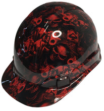 Load image into Gallery viewer, Hard Hat Ridgeline Cap Style Custom Red Gangster Skulls
