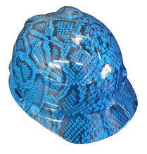 Load image into Gallery viewer, Hard Hat MSA V-Gard Cap Style Custom Blue Snake Skin