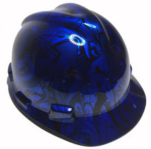 Load image into Gallery viewer, Custom hydro Dipped Hard Hat Blue Kandy Graffiti MSA VGard Cap Style