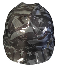 Load image into Gallery viewer, Hard Hat MSA V-Gard Cap Style Custom Gray Midnight American Flags