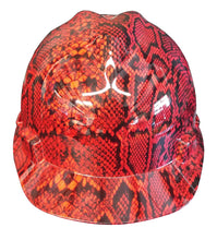 Load image into Gallery viewer, Hard Hat MSA V-Gard Cap Style Custom Red Snake Skin Hydro Dipped