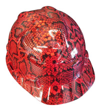 Load image into Gallery viewer, Hard Hat MSA V-Gard Cap Style Custom Red Snake Skin Hydro Dipped