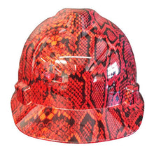 Load image into Gallery viewer, Hard Hat MSA V-Gard Cap Style Custom Red Snake Skin Hydro Dipped