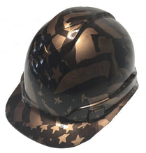 Load image into Gallery viewer, Custom Hydro Dipped Hard Hat Copper Metallic Midnight American Flag Ridgeline Cap Style