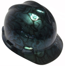 Load image into Gallery viewer, Custom Hard Hat Blue Green Chameleon Insanity Skulls MSA VGard Cap Style