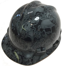 Load image into Gallery viewer, Hard Hat MSA V-Gard Cap Style Custom Gray Filigree Skulls