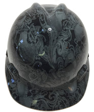 Load image into Gallery viewer, Hard Hat MSA V-Gard Cap Style Custom Gray Filigree Skulls