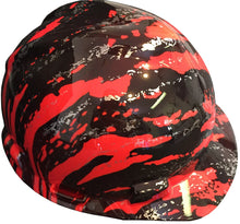 Load image into Gallery viewer, Hard Hat MSA V-Gard Cap Style Custom Red Marble Splash Hydro Dipped