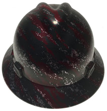 Load image into Gallery viewer, Custom Hard Hat Brandywine Red Marble Splash MSA V-Gard Full Brim