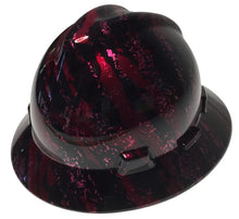 Load image into Gallery viewer, Custom Hard Hat Brandywine Red Marble Splash MSA V-Gard Full Brim