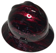 Load image into Gallery viewer, Custom Hard Hat Brandywine Red Marble Splash MSA V-Gard Full Brim