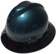 Load image into Gallery viewer, Hard Hat MSA V-Gard Full Brim Custom Hydro Dipped Light Blue Kandy Carbon Fiber With Black Brim