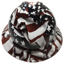 Load image into Gallery viewer, Custom Hard Hat American Flag MSA 500 Series V-Gard Full Brim 6 Point Harness