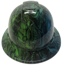 Load image into Gallery viewer, Custom Hard Hat Two Toned Blue & Green Boss Skulls Full Brim Ridgeline