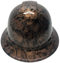 Load image into Gallery viewer, Custom Hard Hat Ridgeline Full Brim Copper Metallic Demented Skulls