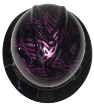 Load image into Gallery viewer, Custom Hydro Dipped Hard Hat MSA V-Gard Full Brim Kandy Purple Negative American Flags with Black Brim
