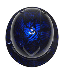 Load image into Gallery viewer, Custom Hydro Dipped Hard Hat Kandy Blue Negative American Flags Full Brim Ridgeline