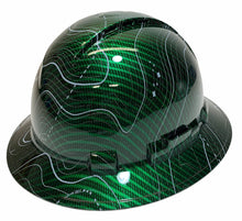 Load image into Gallery viewer, Custom Hard Hat Vented Green Kandy Carbon Fiber Black Ops Hydro Dipped Full Brim Ridgeline