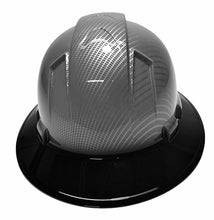 Load image into Gallery viewer, Custom Hard Hat Silver Carbon Fiber Hydro Dipped With Black Rim Full Brim Ridgeline