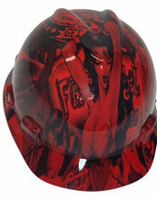 Load image into Gallery viewer, Hard Hat MSA V-Gard Cap Style Custom Red Fantasy Chic Hydro Dipped