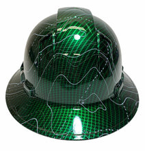 Load image into Gallery viewer, Custom Hard Hat Vented Green Kandy Carbon Fiber Black Ops Hydro Dipped Full Brim Ridgeline