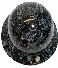 Load image into Gallery viewer, Custom Hydro Dipped Hard Hat Slate Gray Tribal Skulls Full Brim Ridgeline