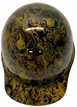 Load image into Gallery viewer, Custom Hard Hat HOK Gold Metallic Filigree Skulls MSA SkullGard Cap Style