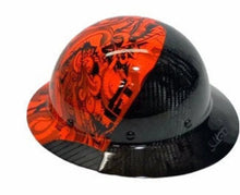 Load image into Gallery viewer, Custom Hydro Dipped Black and Orange Graffiti Lift DAX Fifty 50 Carbon Fiber HDF50C-19OC Full Brim Hard Hat