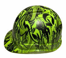 Load image into Gallery viewer, Custom Hydro Dipped HiVis Green Graffiti Ridgeline Cap Style Hard Hat