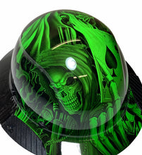 Load image into Gallery viewer, Custom Hydro Dipped Black and Green Ace of Skulls Lift DAX Fifty 50 Carbon Fiber HDF50C-19OC Full Brim Hard Hat