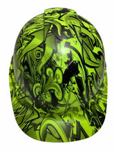 Load image into Gallery viewer, Custom Hydro Dipped HiVis Green Graffiti Ridgeline Cap Style Hard Hat