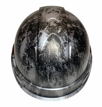 Load image into Gallery viewer, Hard Hat Ridgeline Cap Style Custom Silver Metallic Small Flaming Skulls