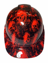 Load image into Gallery viewer, Hard Hat Ridgeline Cap Style Custom Red Small Flaming Skulls