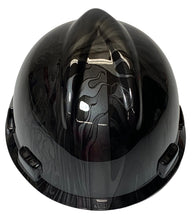Load image into Gallery viewer, Custom Hard Hat Metallic Graphite Ace of Skulls MSA VGard Cap Style