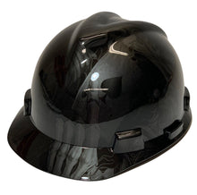 Load image into Gallery viewer, Custom Hard Hat Metallic Graphite Ace of Skulls MSA VGard Cap Style