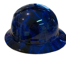 Load image into Gallery viewer, Hydro Dipped Hard Hat Ridgeline Full Brim Custom Blue Lightning Vented
