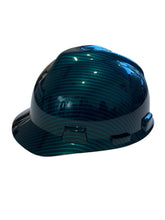 Load image into Gallery viewer, Hard Hat MSA V-Gard Cap Style Custom Hydro Dipped Kandy Blue Green Carbon Fiber