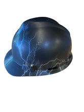 Load image into Gallery viewer, Hard Hat MSA V-Gard Cap Style Custom Hydro Dipped Silver Lightning