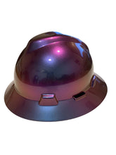 Load image into Gallery viewer, Custom Blue Purple Chameleon Hard Hat MSA V-Gard Full Brim