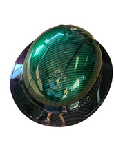 Load image into Gallery viewer, Custom Hard Hat Ridgeline Full Brim Green Purple 2 Toned Translucent Carbon Fiber Hydro Dipped