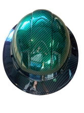 Load image into Gallery viewer, Custom Hard Hat Ridgeline Full Brim Green Purple 2 Toned Translucent Carbon Fiber Hydro Dipped