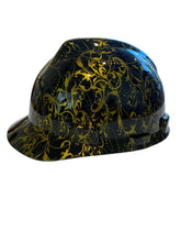 Load image into Gallery viewer, Hard Hat MSA V-Gard Cap Style Custom Hydro Dipped Kandy Gold Lilies