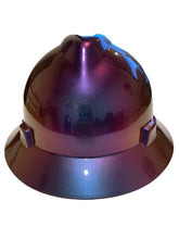 Load image into Gallery viewer, Custom Blue Purple Chameleon Hard Hat MSA V-Gard Full Brim