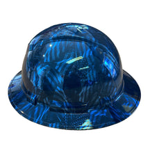 Load image into Gallery viewer, Custom Ridgeline Full Brim Hard Hat Chrome Kandy Blue Negative Flags