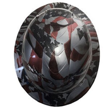 Load image into Gallery viewer, Custom Hard Hat Metallic Silver American Flags Full Brim Ridgeline